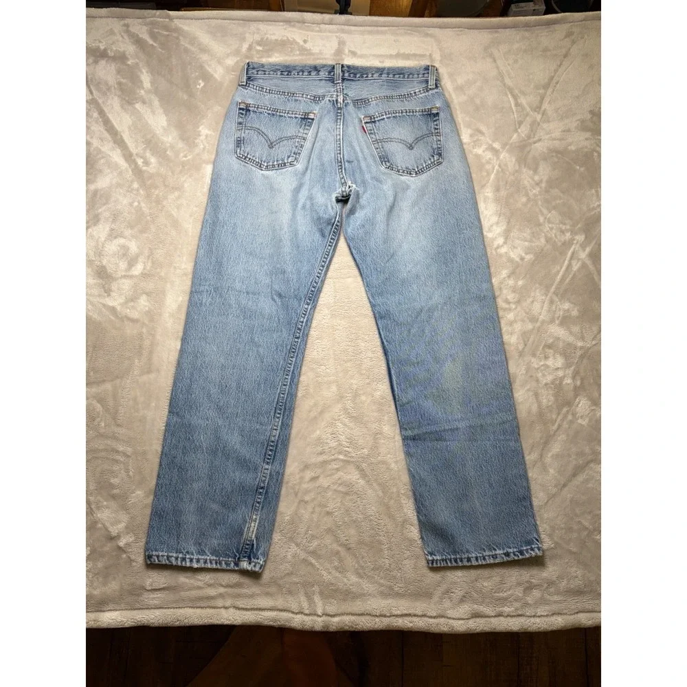Vintage Levi's 501 Jeans Actual 32x29 Blue Denim Light Wash Distressed USA 90s
